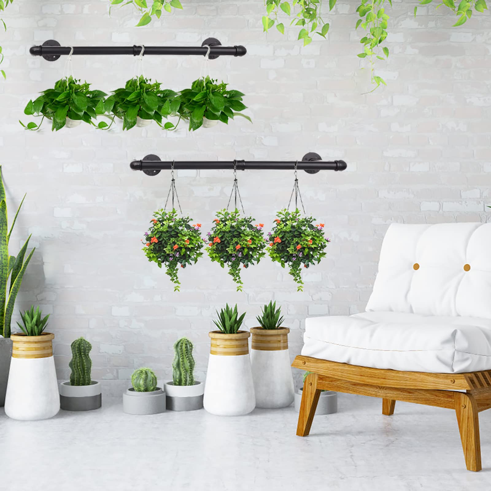 Alt View 2. Hirose Alice - 48” Wall Mounted Clothes Rack  Industrial Pipe Iron Garment Bar  Heavy Duty Clothing Rod  Multi Purpose Metal - 48'' 1 Pcs.