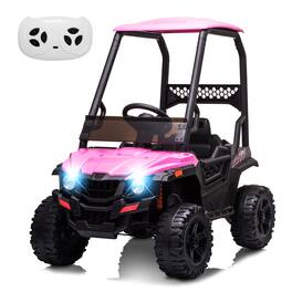 GARVEE - 12V Kids Electric Dump Truck with Sun Shade, Remote Control, LED Lights, 3 Speeds, Ride-On Car for Toddlers - Pink