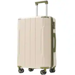 APRILSOUL - Hardshell Luggage Lightweight Durable ABS Suitcases with Double Wheels Expandable 24Inch Checked Luggage - White and Green