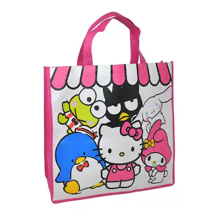 Front. Hello Kitty - Sanrio Hello Kitty and Friends Eco Friendly Tote Bag | 15" x 5.5" x 13.5" - Multi-Color.