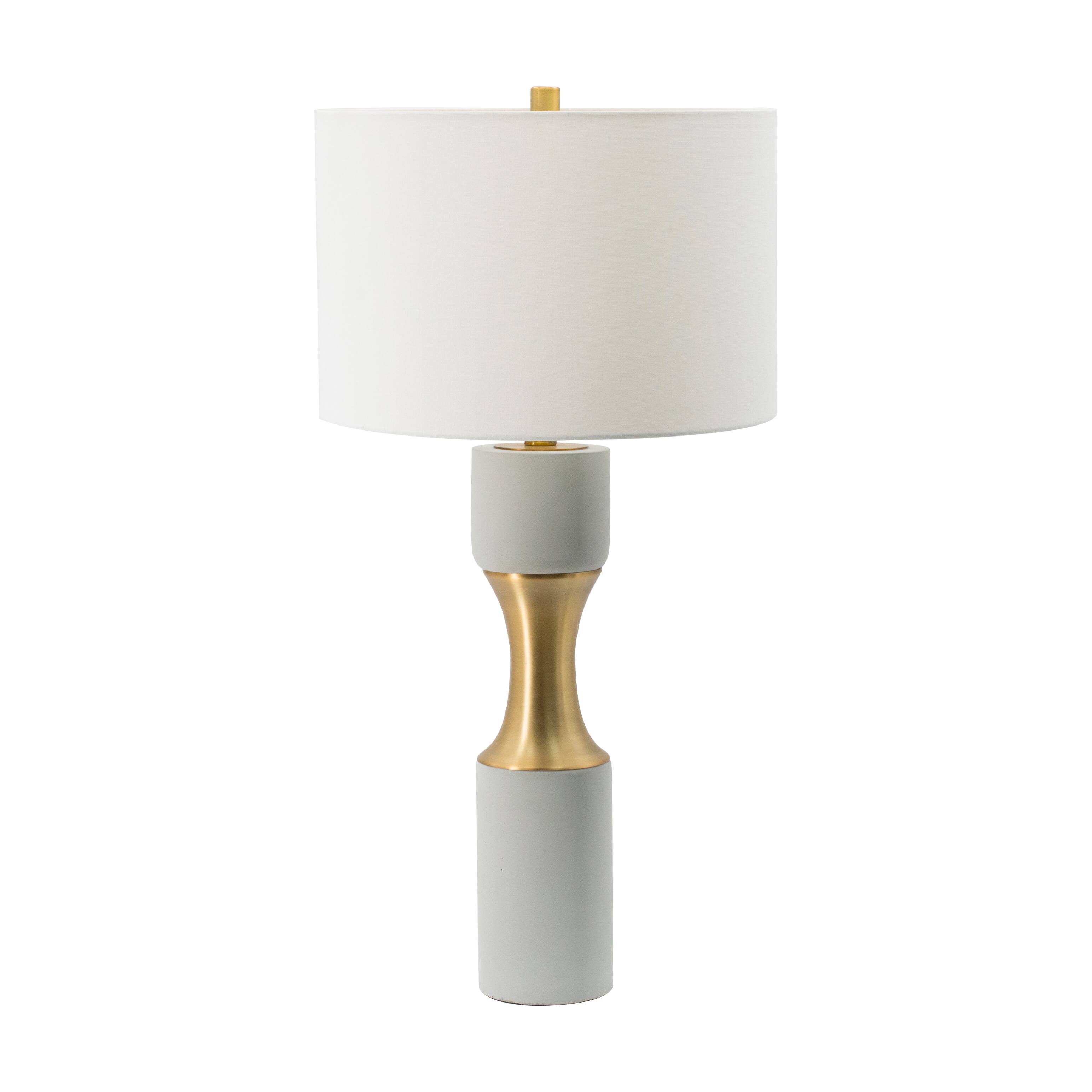 Angle. Luckbyte - 15x15x30 Inch Cement Table Lamp with Metal Accents.