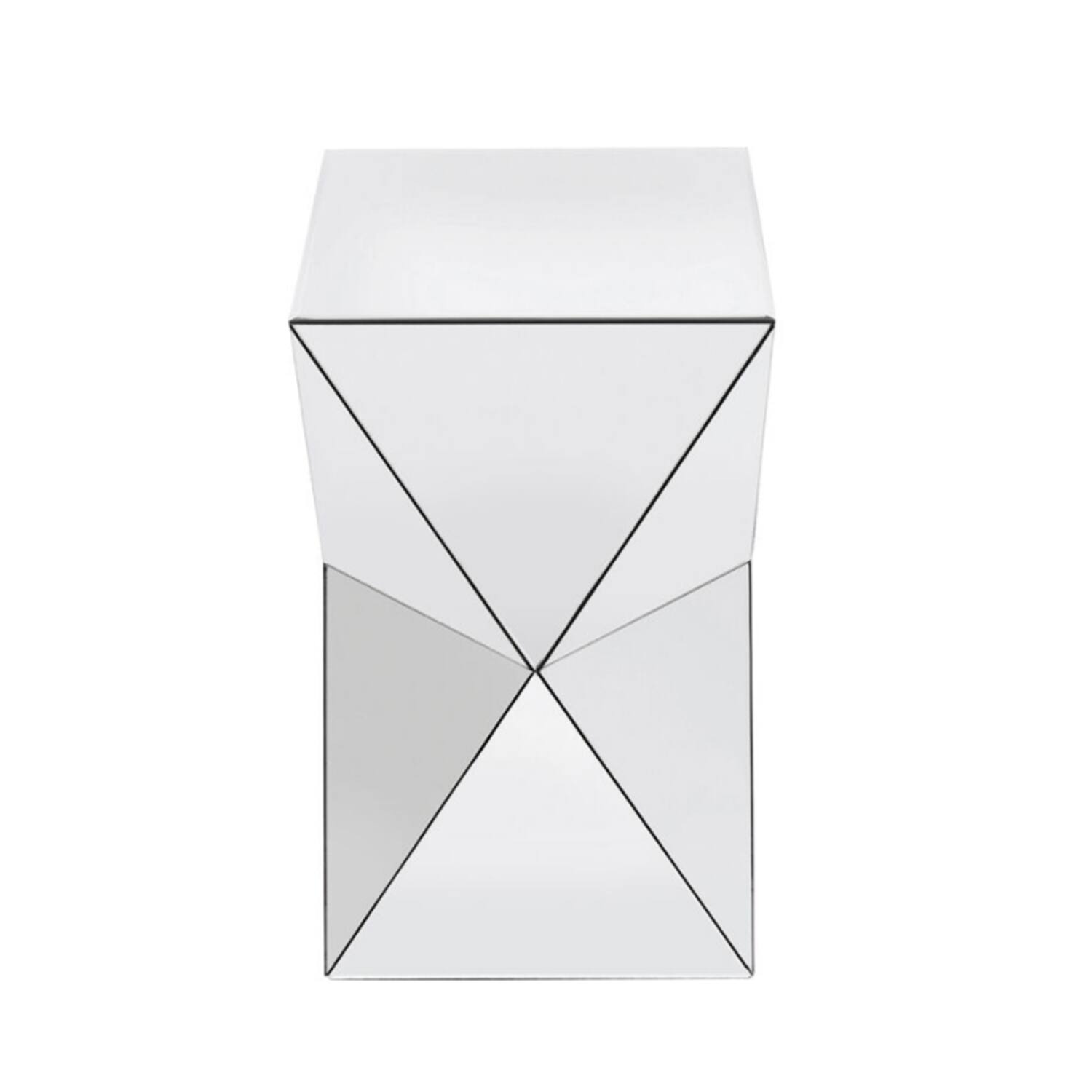 Alt View 3. Loheer - Loheer Mirrored Side Table Geometric End Table Silver Accent Table Modern Nightstand for Living Room Bedroom - Silver.