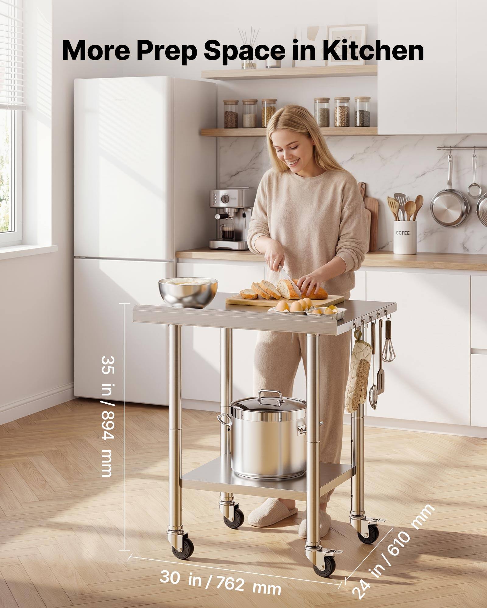 VEVOR Stainless Steel Work Table, 24x30 inch Food Prep Table with ...