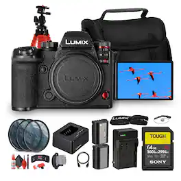Panasonic - LUMIX S1 IIE Mirrorless Camera | 24.2MP Full-Frame BSI Sensor Bundle