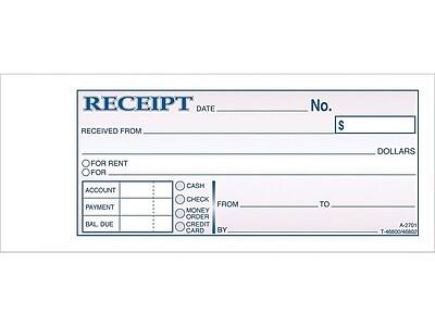 RECEIPT  
DATE _______ No. _______ $ _______ DOLLARS

RECEIVED FROM _______

FOR RENT  
FOR _______

ACCOUNT _______ PAYMENT _______ BAL DUE _______

CASH  
CHECK  
MONEY ORDER  
CREDIT CARD

FROM _______ TO _______

BY _______

A-2701  
T-45800445800