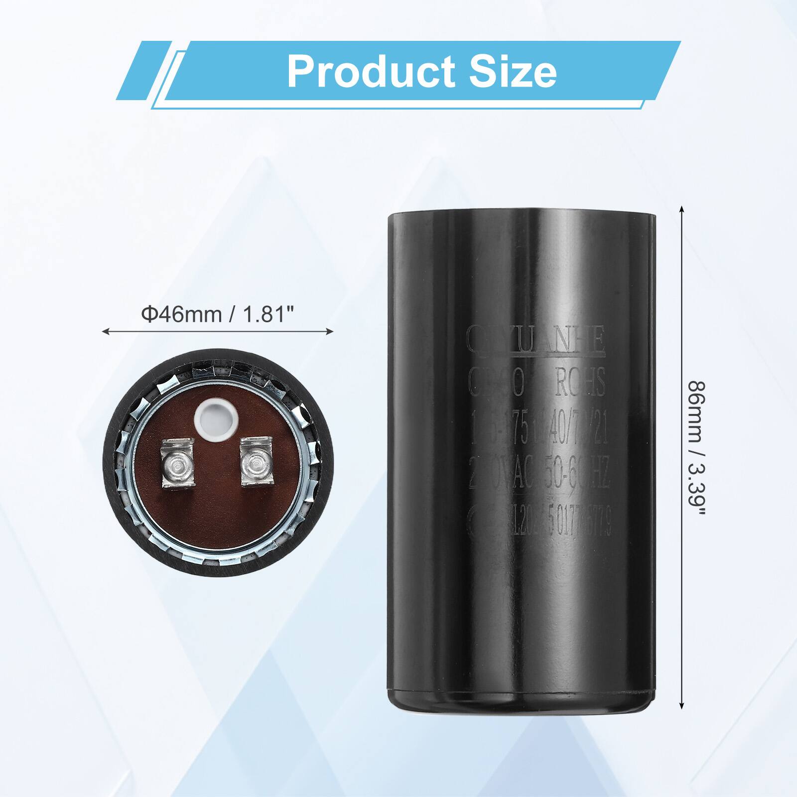 Product Size: 46mm / 1.81"  
CMUANEE 0LO  
ROHS  
I 75 400021  
1 AC 60-00HZ  
12 5017  
86mm / 3.39"