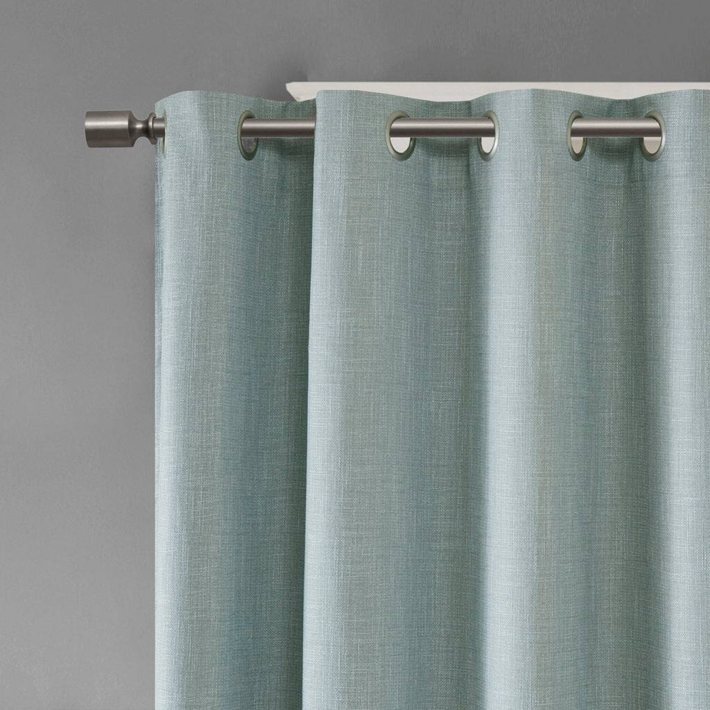 Back. BreeBe - Printed Heathered Blackout Window Patio Panel - Dusty Seafoam.