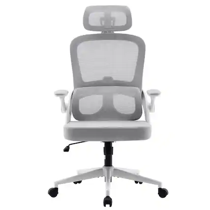 Front. SIHOO - Ergonomic High Back Office Chair with 3D Armrests and Adjustable 2D Headrest - White.