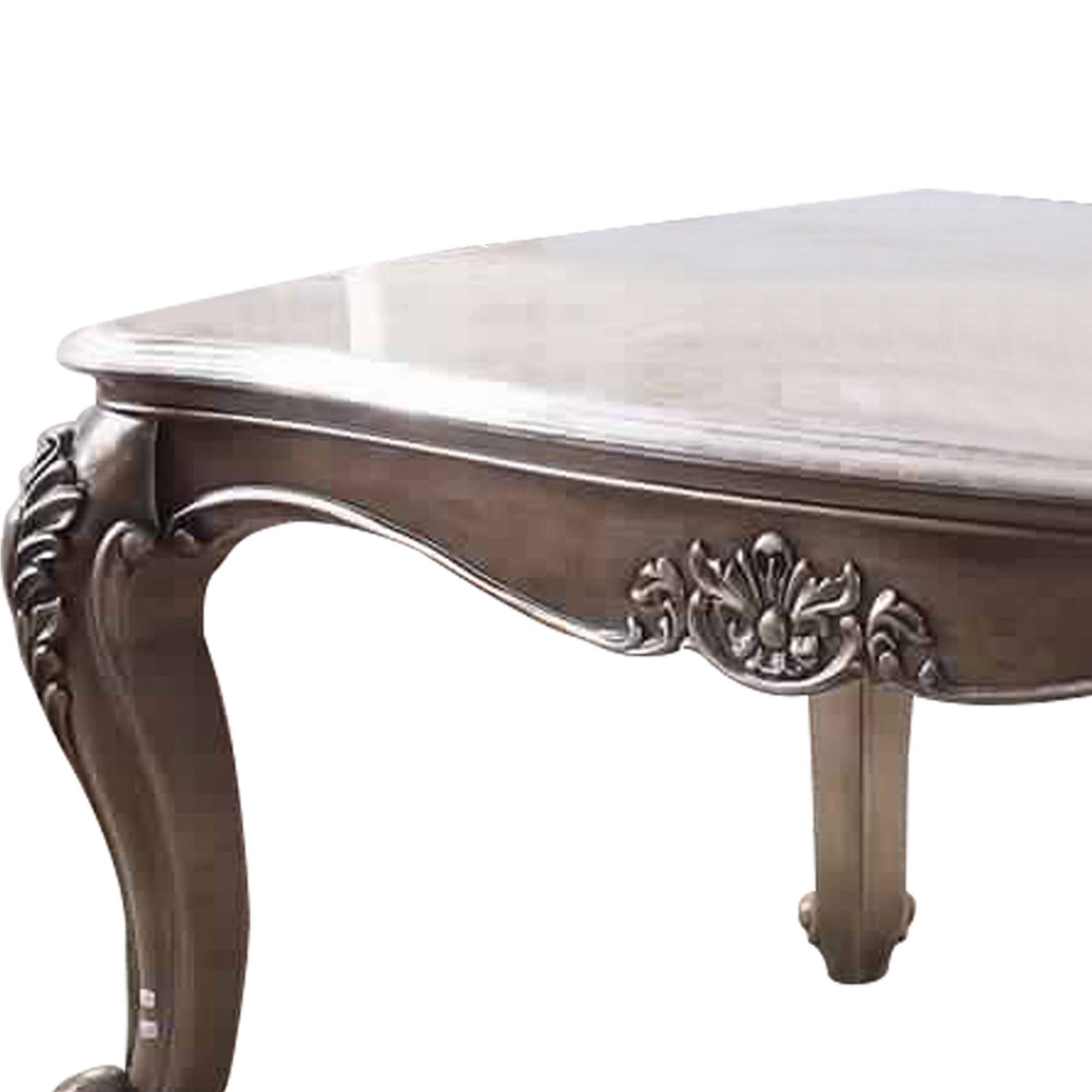 Alt View 1. Manhattan Lane - Faux Marble Top Engraved Wooden Frame Coffee Table - White and Gold.