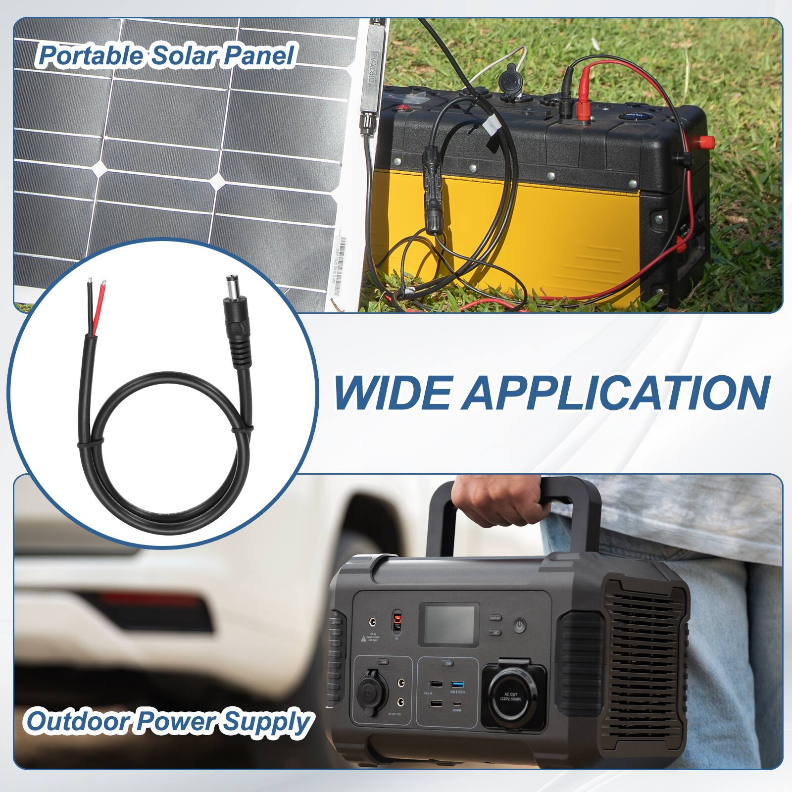 Portable Solar Panel

WIDE APPLICATION

Outdoor Power Supply