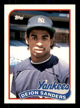 Deion Sanders Rookie Card Baseball 1989 Topps #110T