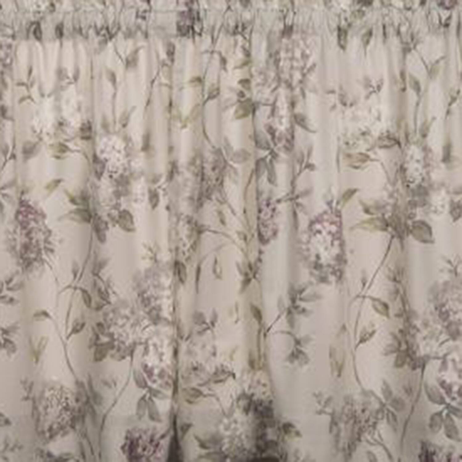 Left. Ellis Curtain - Ellis Curtain Abigail Design Printed Room Darkening 2-Piece Window Rod Pocket Pair Set With 2 Tiers - 56x36" Lilac - Lilac.