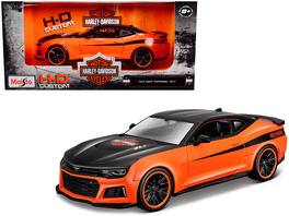 2017 Chevrolet Camaro ZL1 "Harley Davidson" "H-D Custom" Series 1/24 Diecast Model Car by Maisto - Orange And Black