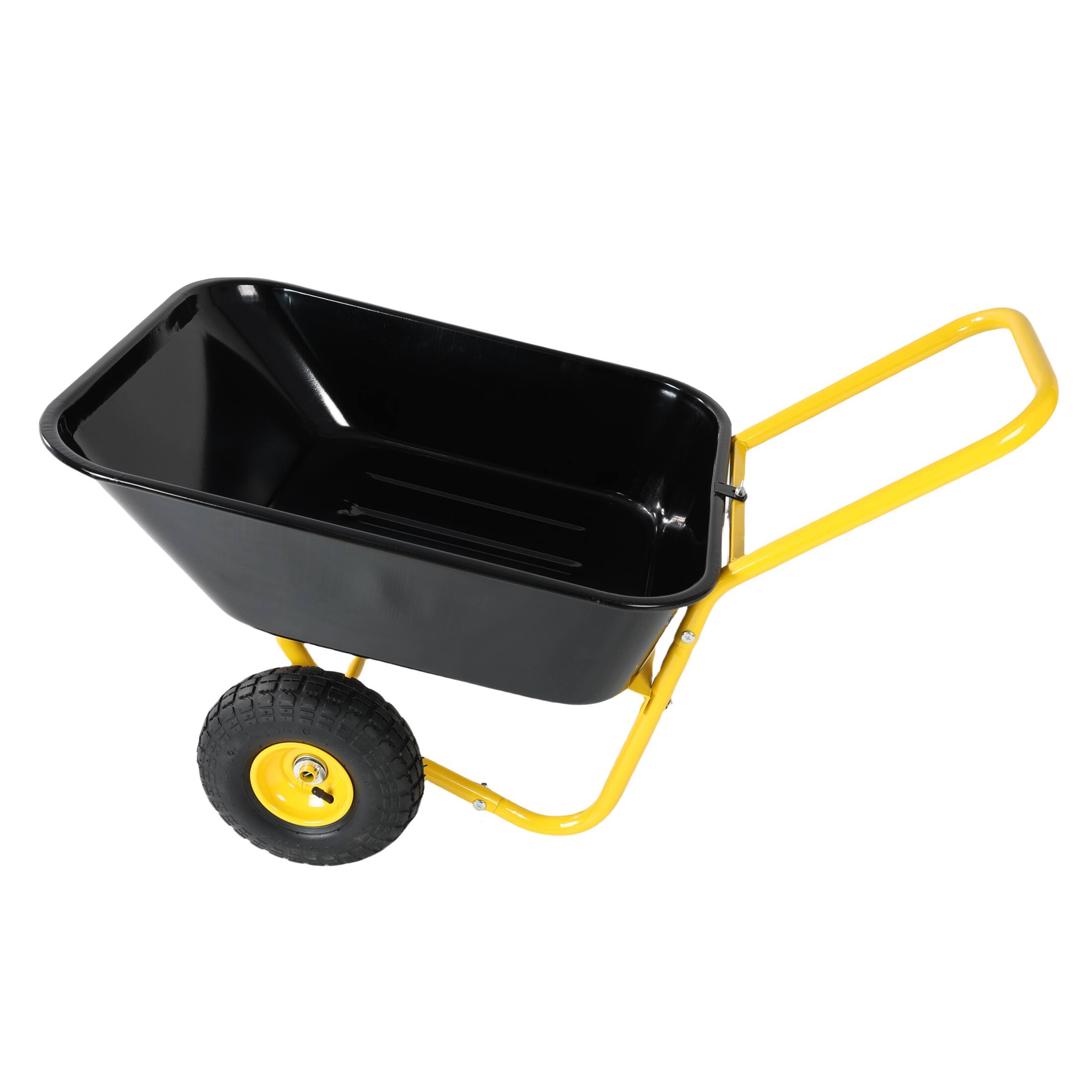 Back. COWLOWN - 2 Wheel Garden Cart 10in Yellow Black Pneumatic Wheels - Yellow Black.