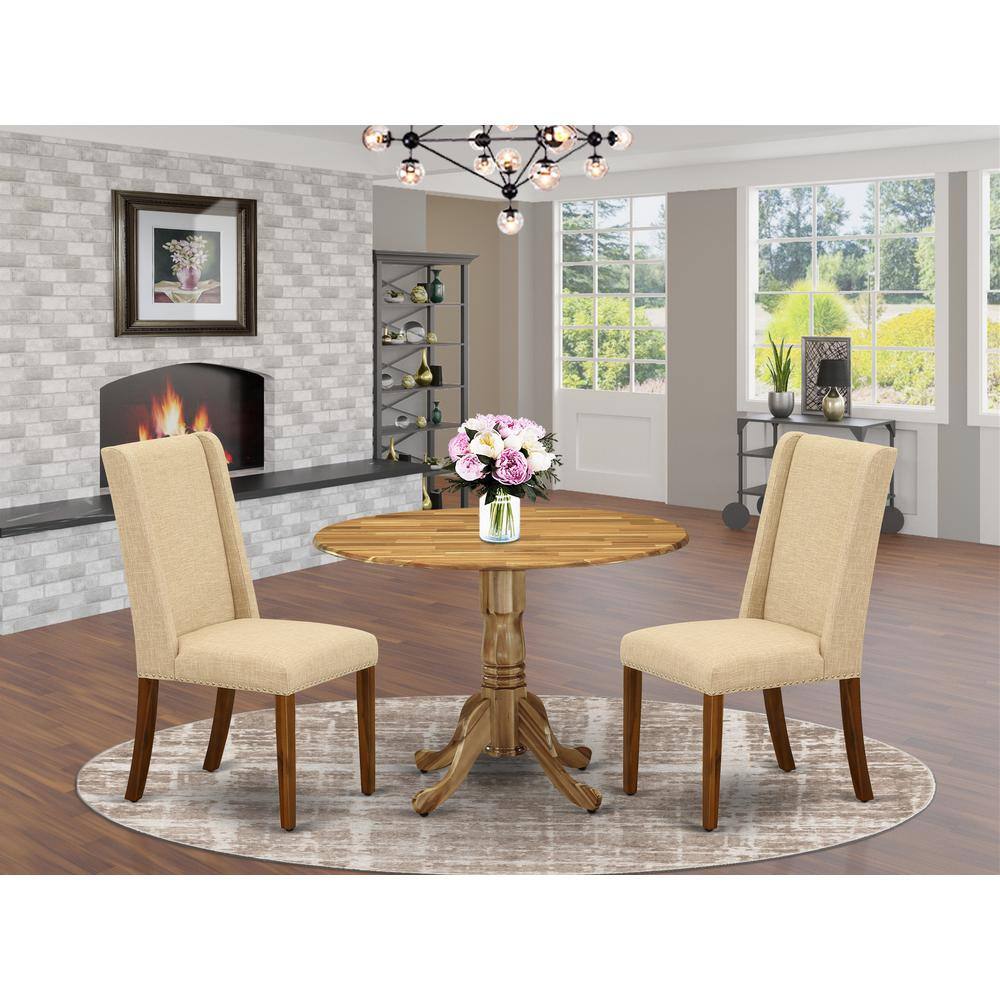 Left. East West Furniture - Dining Room Set Natural - Brown.