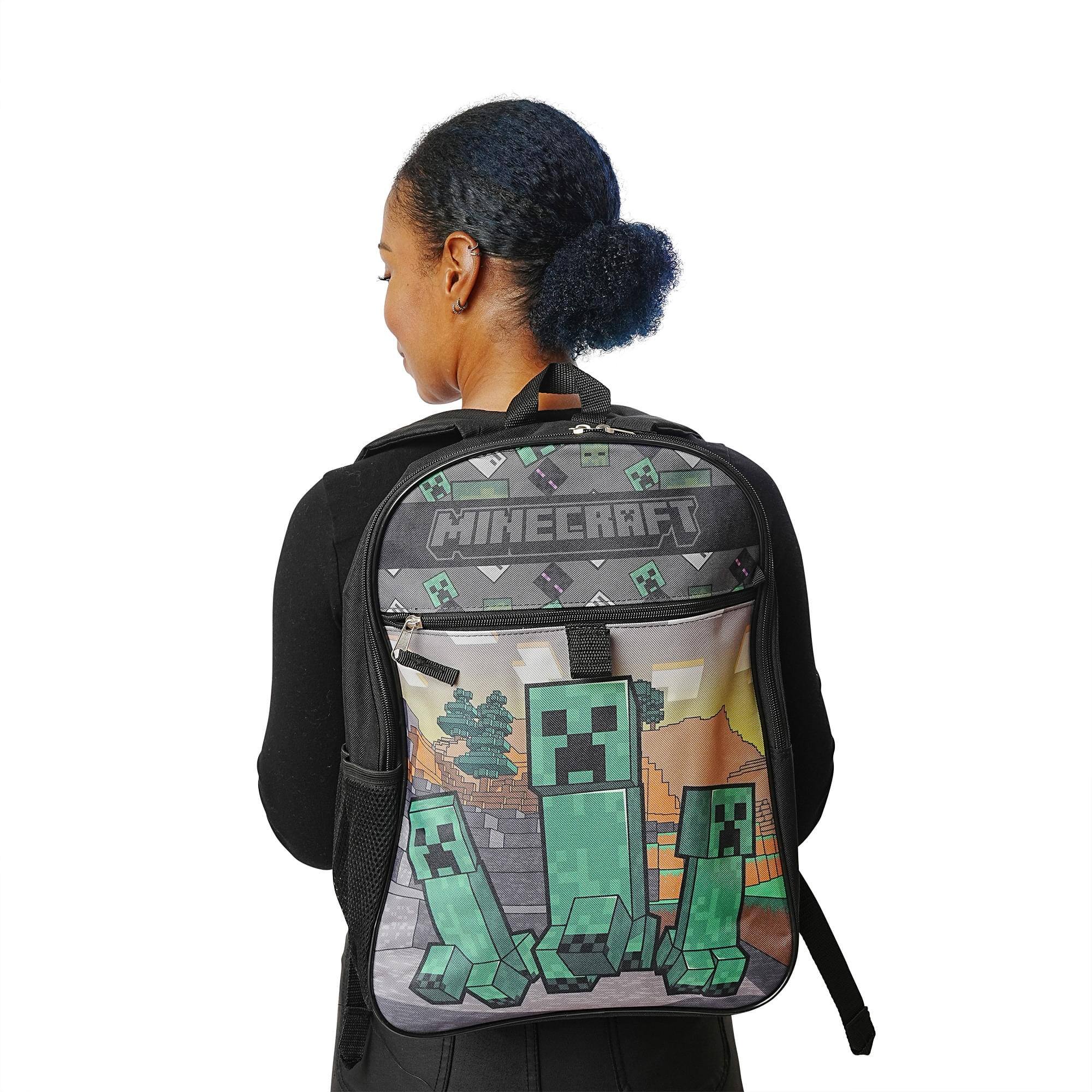Alt View 4. Bioworld - Minecraft Creeper 5 Piece 16 Inch Backpack Set - Blue.