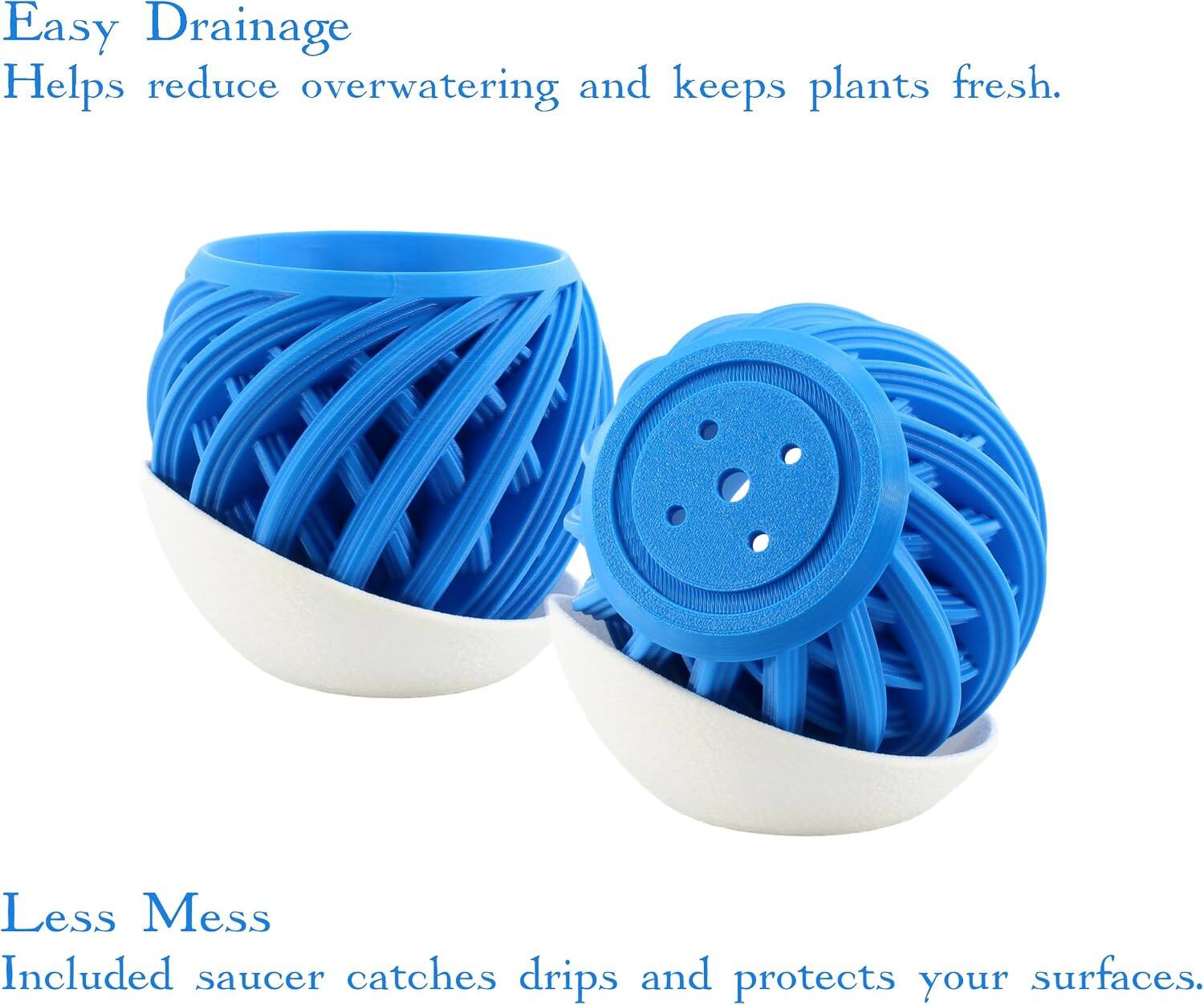 Easy Drainage  
Helps reduce overwatering and keeps plants fresh.  

Less Mess  
Included saucer catches drips and protects your surfaces.