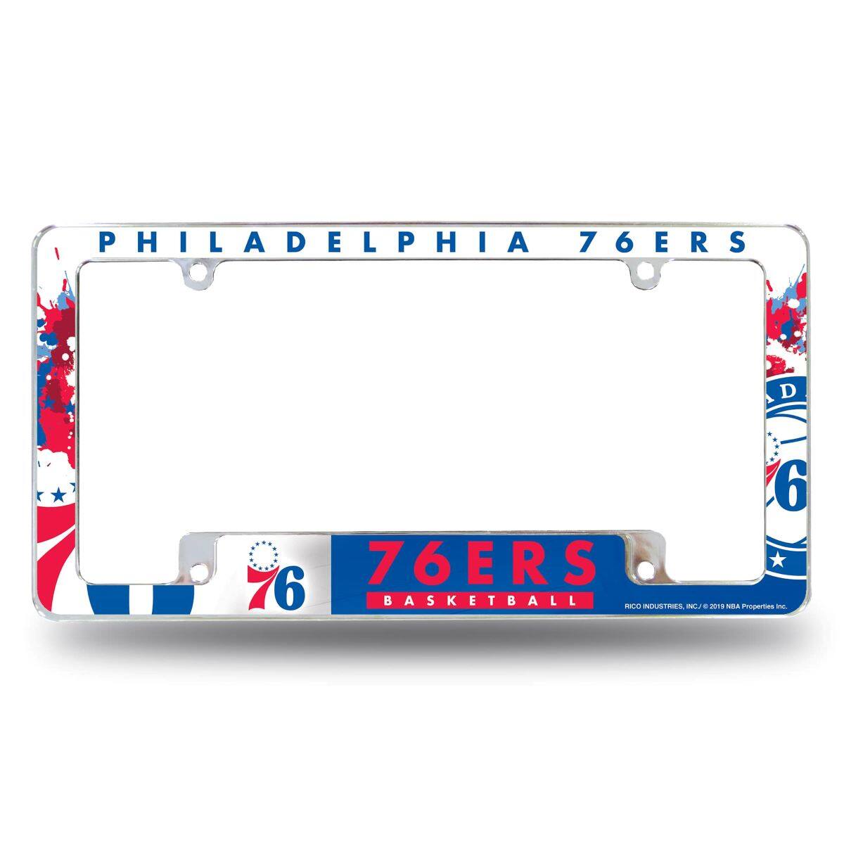 Philadelphia 76ers NBA Chrome Metal License Plate Frame with Bold Full Frame Design