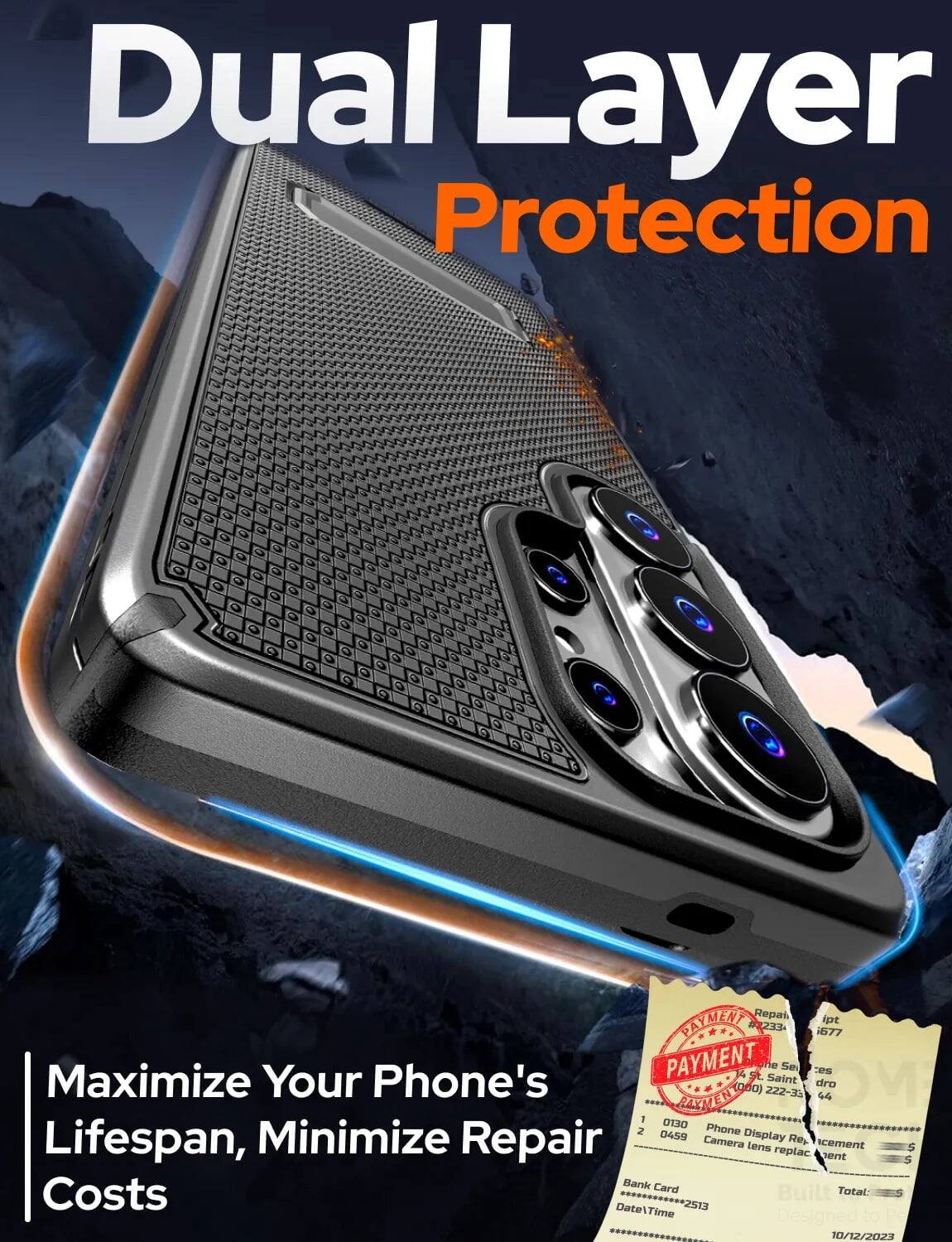 Dual Layer Protection

Maximize Your Phone's Lifespan, Minimize Repair Costs

PAYMENT
Repair #233
ipt 1677
Maximize Your Phone's PAYMENT ne Saint Se sat dro (000) 222-33 44 **** RACMEN 1 0130
Phone 2 0459
Display Lifespan, Minimize Repair Camera Lens replac Rep cement $ ent $ Bank Card Costs Built Total: Date\Time ************2513 2513 10/12/2023