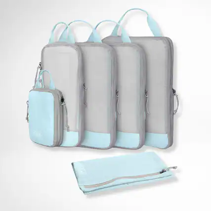 Front. Hynes Eagle - Compression Packing Cubes 6-Piece Set - Sky Blue.