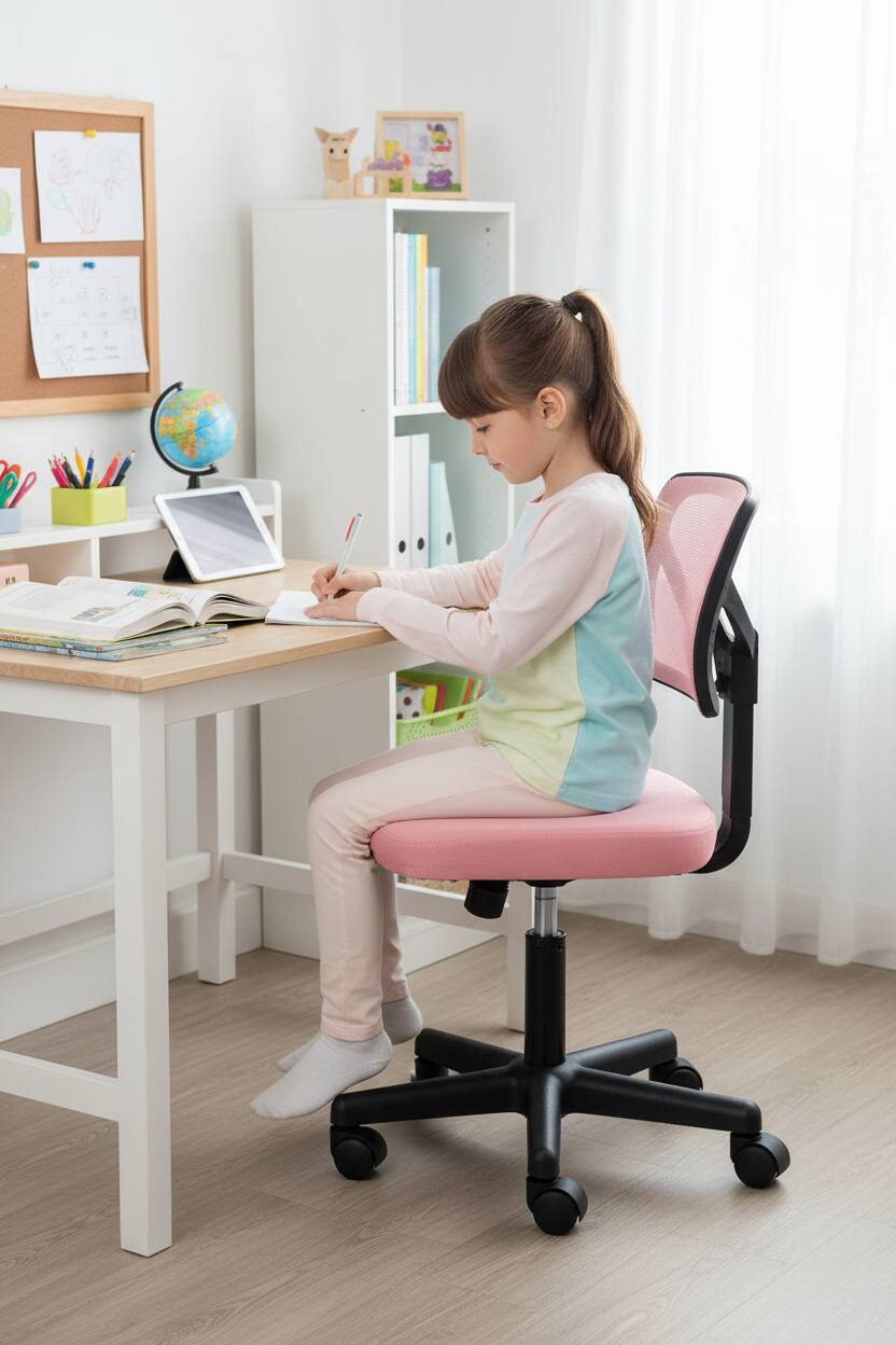 Alt View 6. AOITUN - Compact Orange Office Chair for Daily Work, Armless Ergonomic Design with Lumbar Support,Smooth Rolling for Small Spaces - Pink.