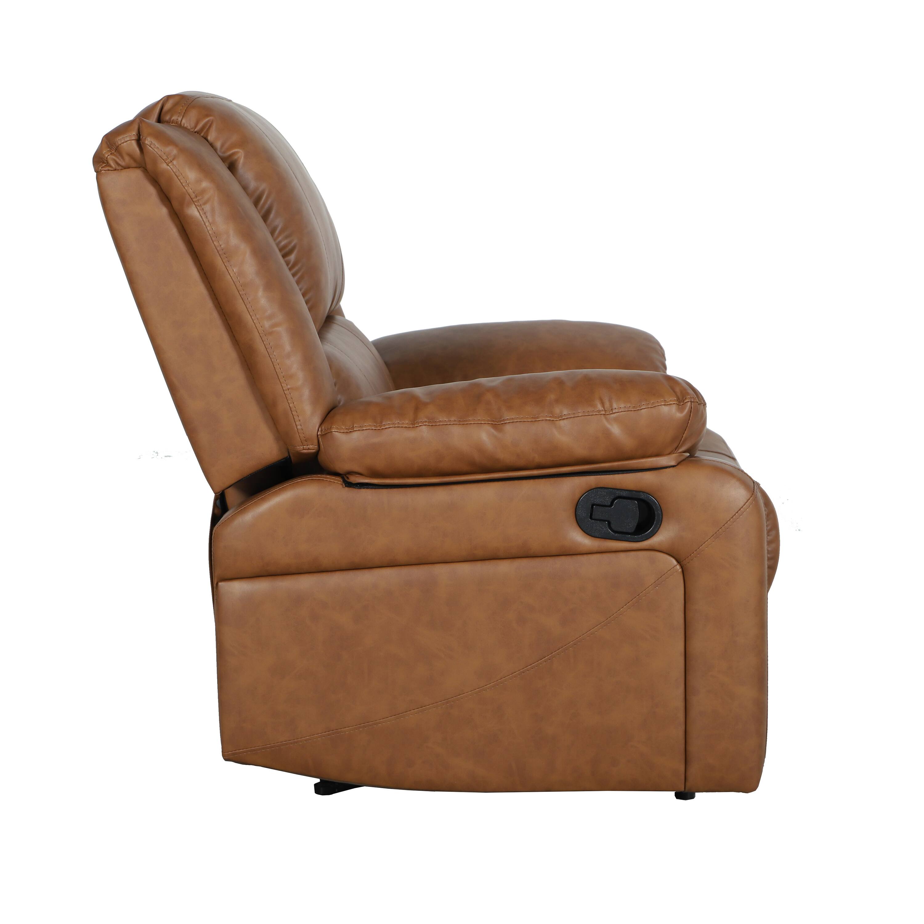 Alt View 8. Emma + Oliver - Recliner with Bustle Back and Padded Arms - Cognac Faux Leather.