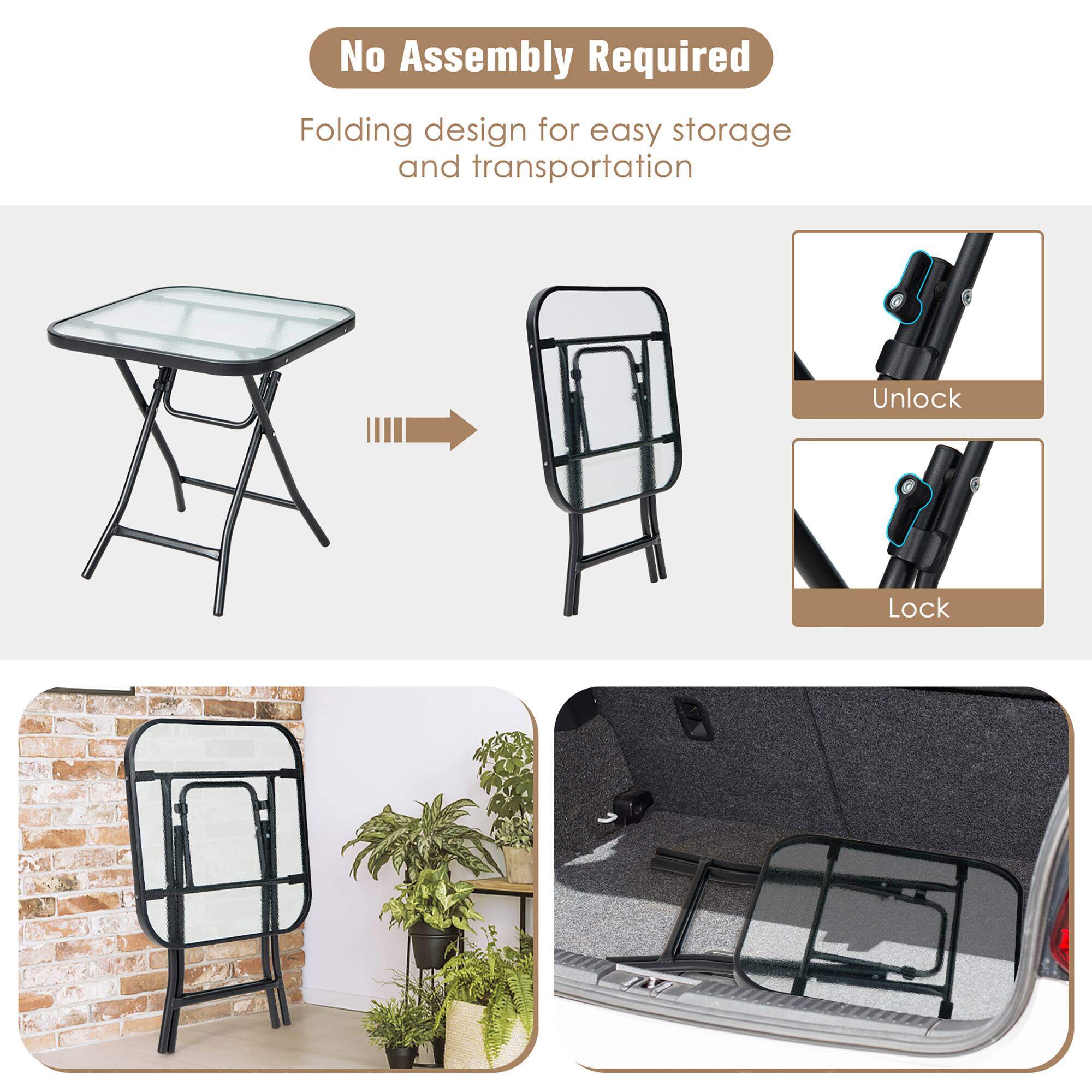 No Assembly Required

Folding design for easy storage and transportation

Unlock

Lock