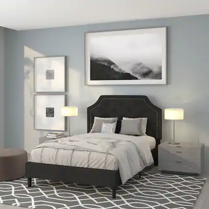 Front. Emma + Oliver - Arched Tufted Upholstered Platform Bed - Black.