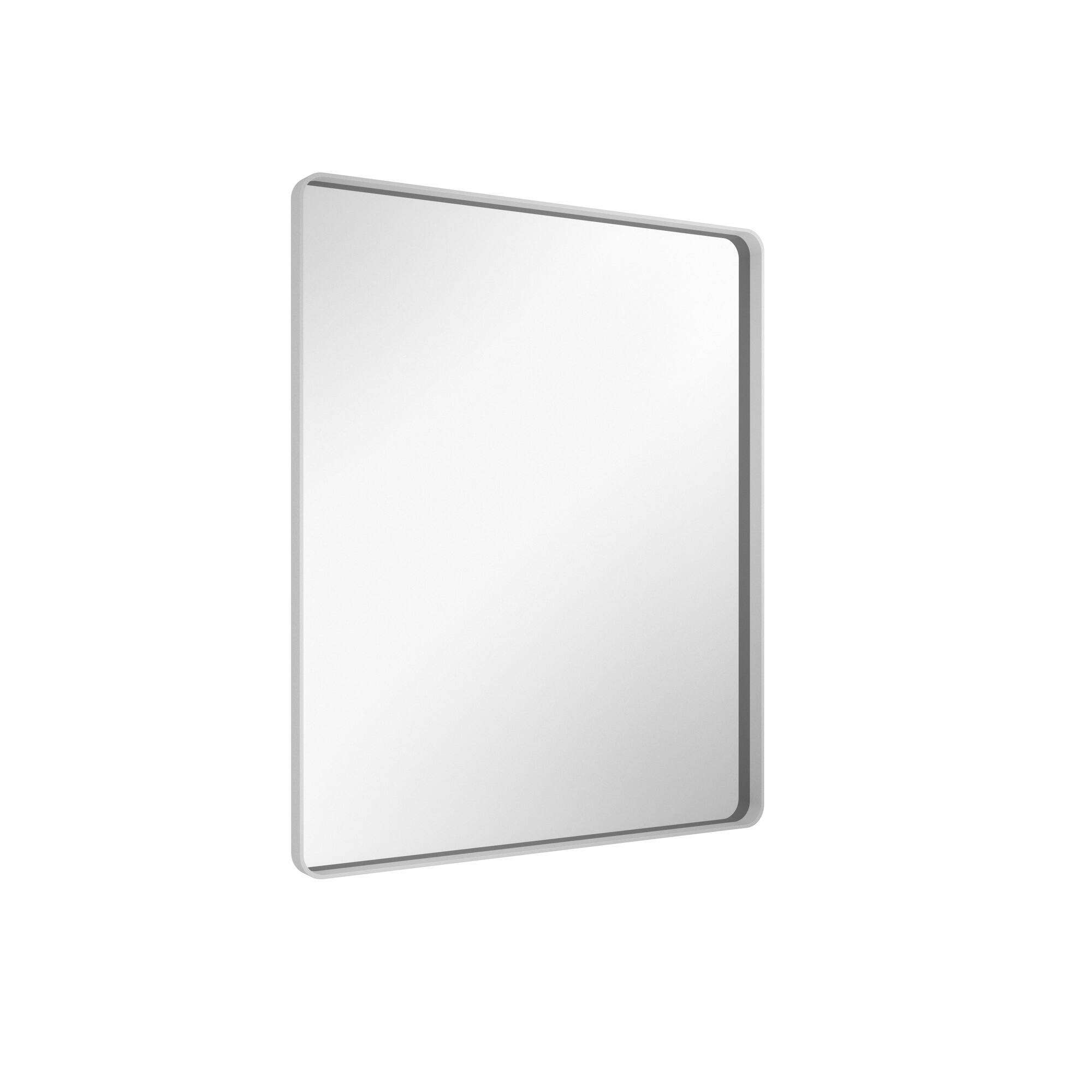 Angle. Boyel Living - 30-Inch x 36-Inch Rectangular Aluminum-Framed Bathroom Wall Mirror - White.