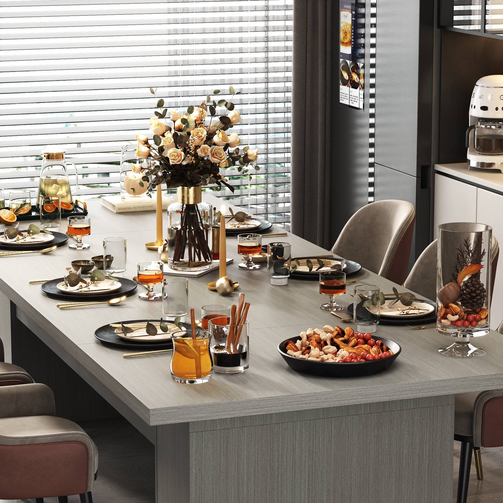 FUFU & GAGA Extra Large Dining Table for Extended Family, Modern