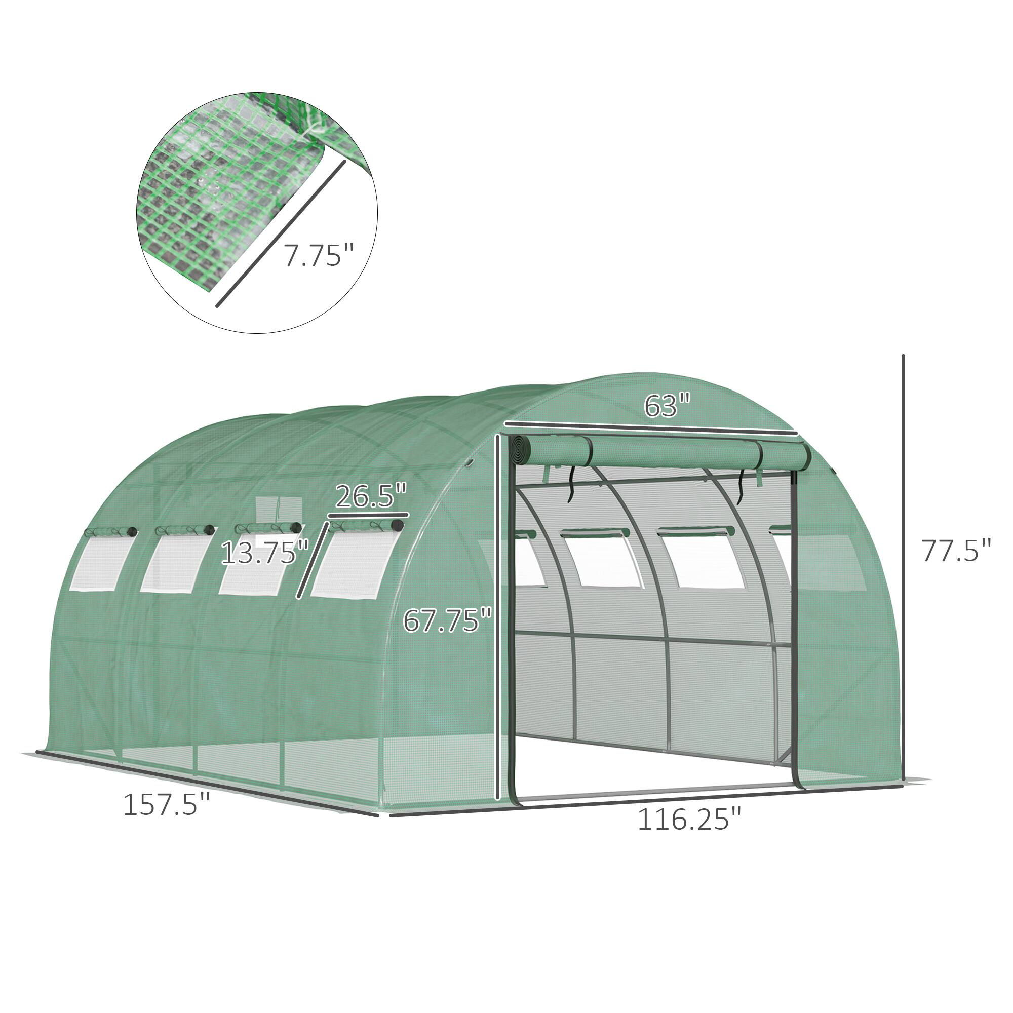 Alt View 1. TinyHomie - 13x10x6.5FT Walk-in Tunnel Greenhouse with 2 Zippered Mesh Doors and 10 Mesh Windows Upgraded Gardening Plant Hot House.