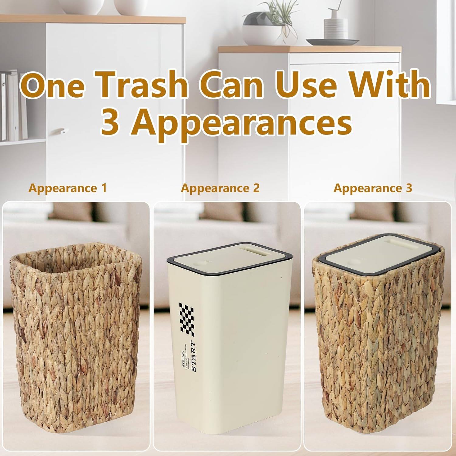 One Trash Can Use With 3 Appearances

Appearance 1

Appearance 2

Appearance 3