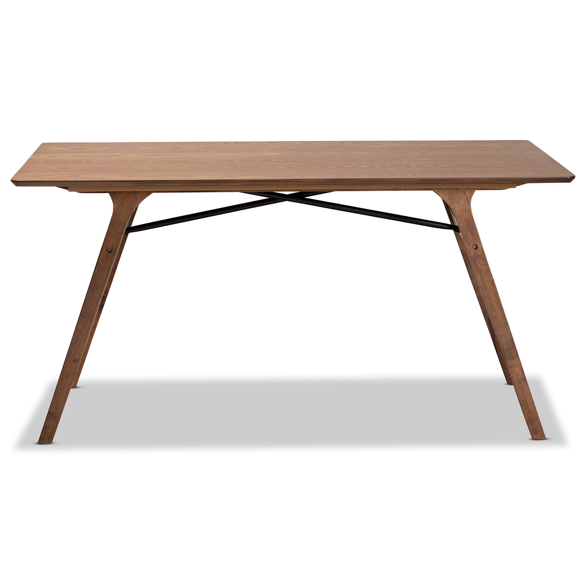 Angle. Baxton Studio - Saxton Mid-Century Modern Transitional Finished Wood Dining Table - Walnut Brown/Black.