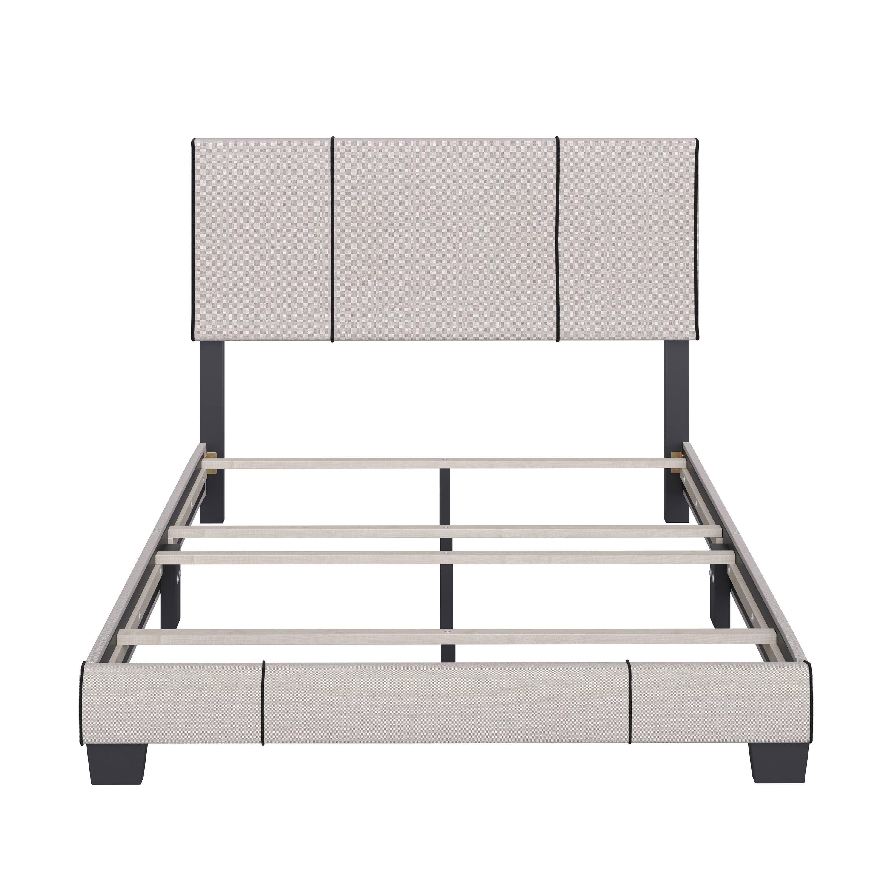 Alt View 1. Boyd Sleep - Lucena Upholstered Bed Frame, 4 Slat Wood Support System, Box Spring Required, Twin - White.