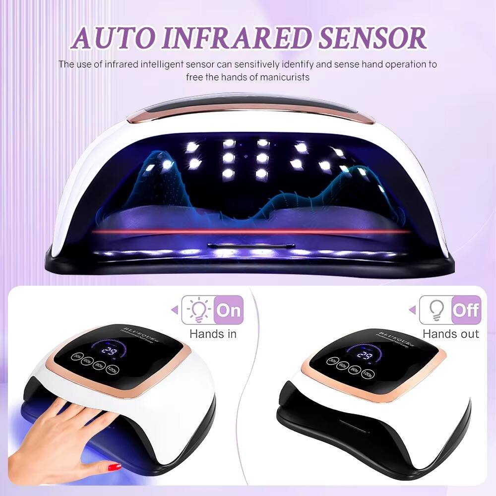 AUTO INFRARED SENSOR  
The use of infrared intelligent sensor can sensitively identify and sense hand operation to free the hands of manicurists

BL 30 29 60s 90s 120s  
On Hands in  
Off Hands out  
BLUEQUE 32s 29 60s 90s 20s