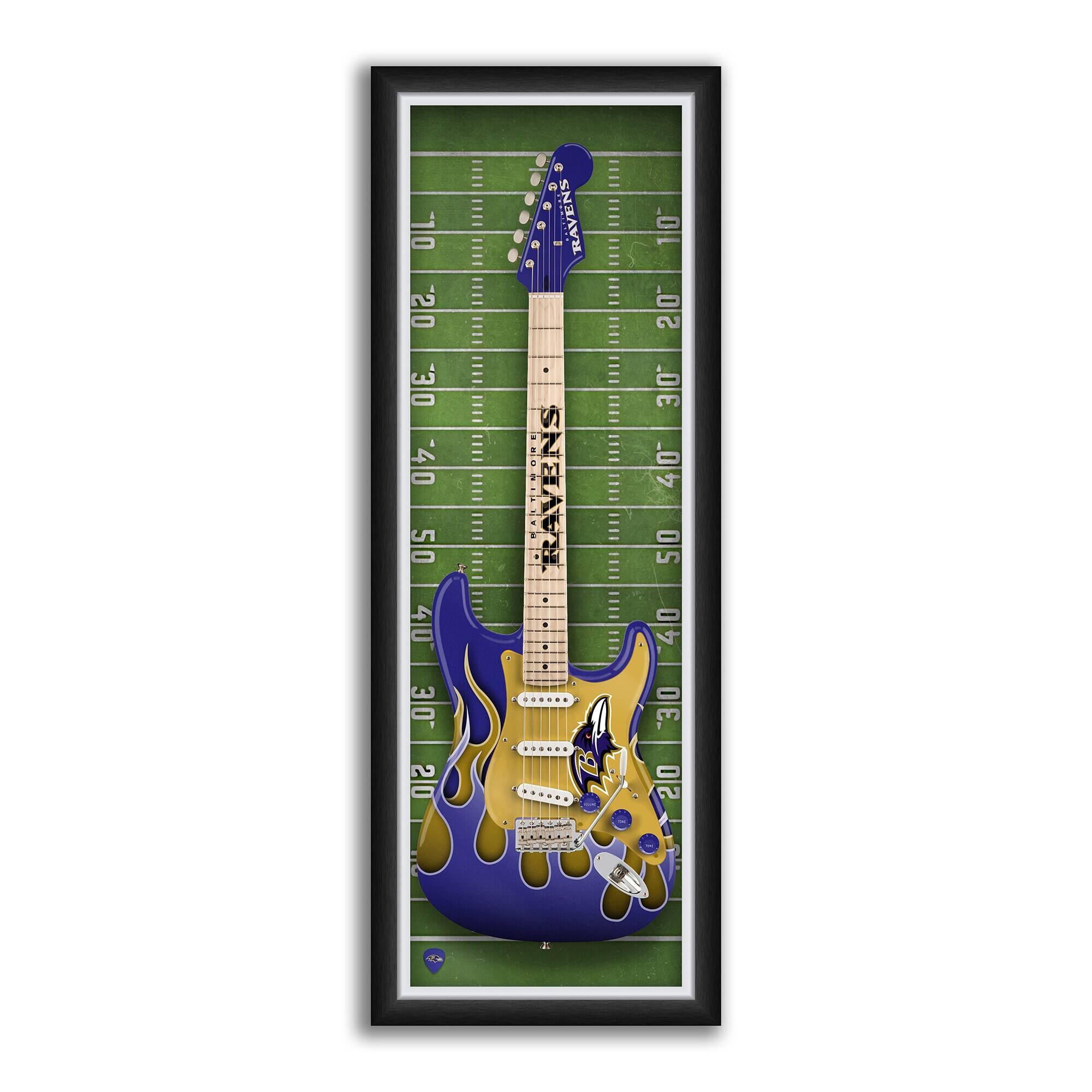 Baltimore Ravens 14" x 37" Framed Electric Guitar Print