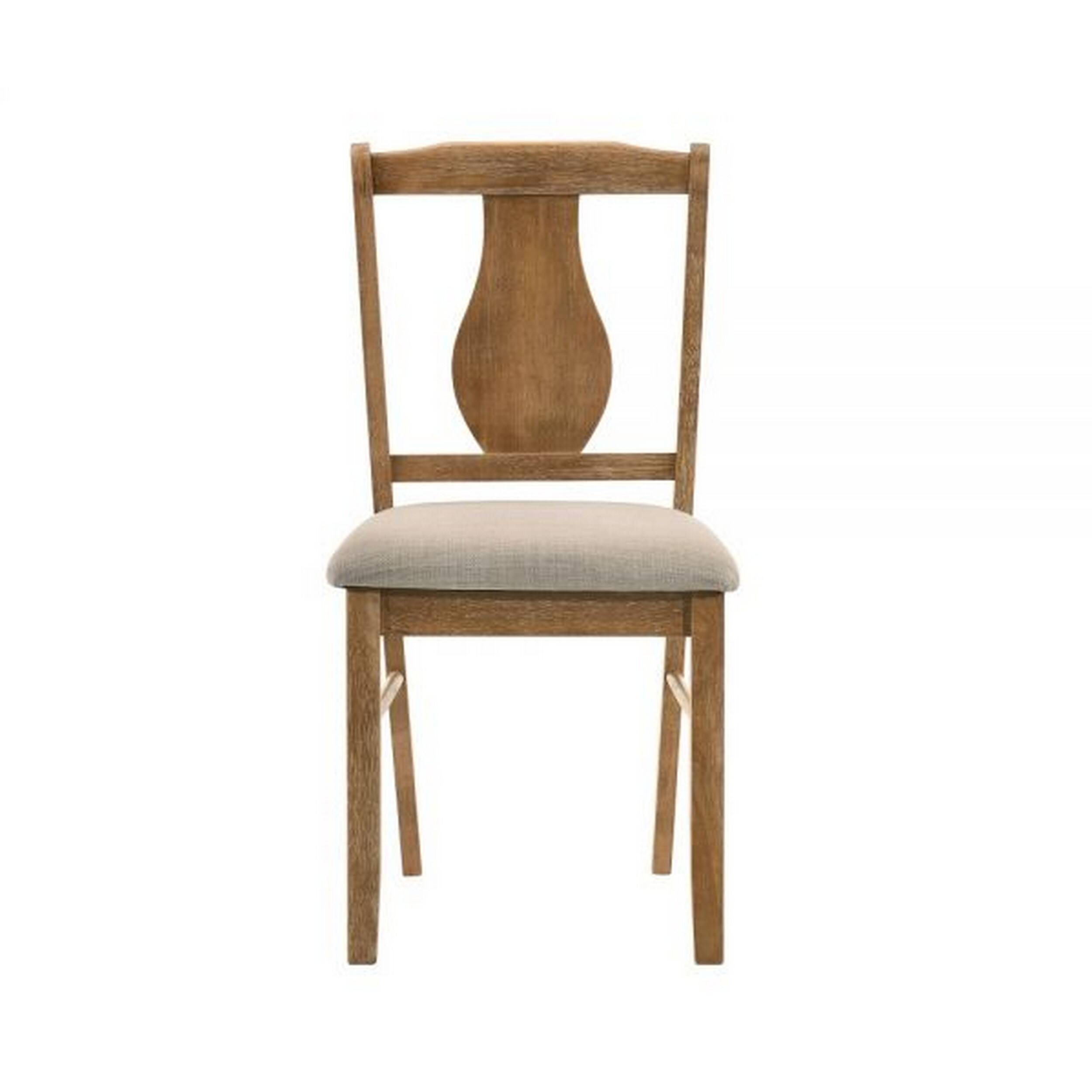 Alt View 3. Manhattan Lane - 5 Piece Dining Table Set with 4 Chairs, Rubberwood, Weathered Oak - Brown, Beige.