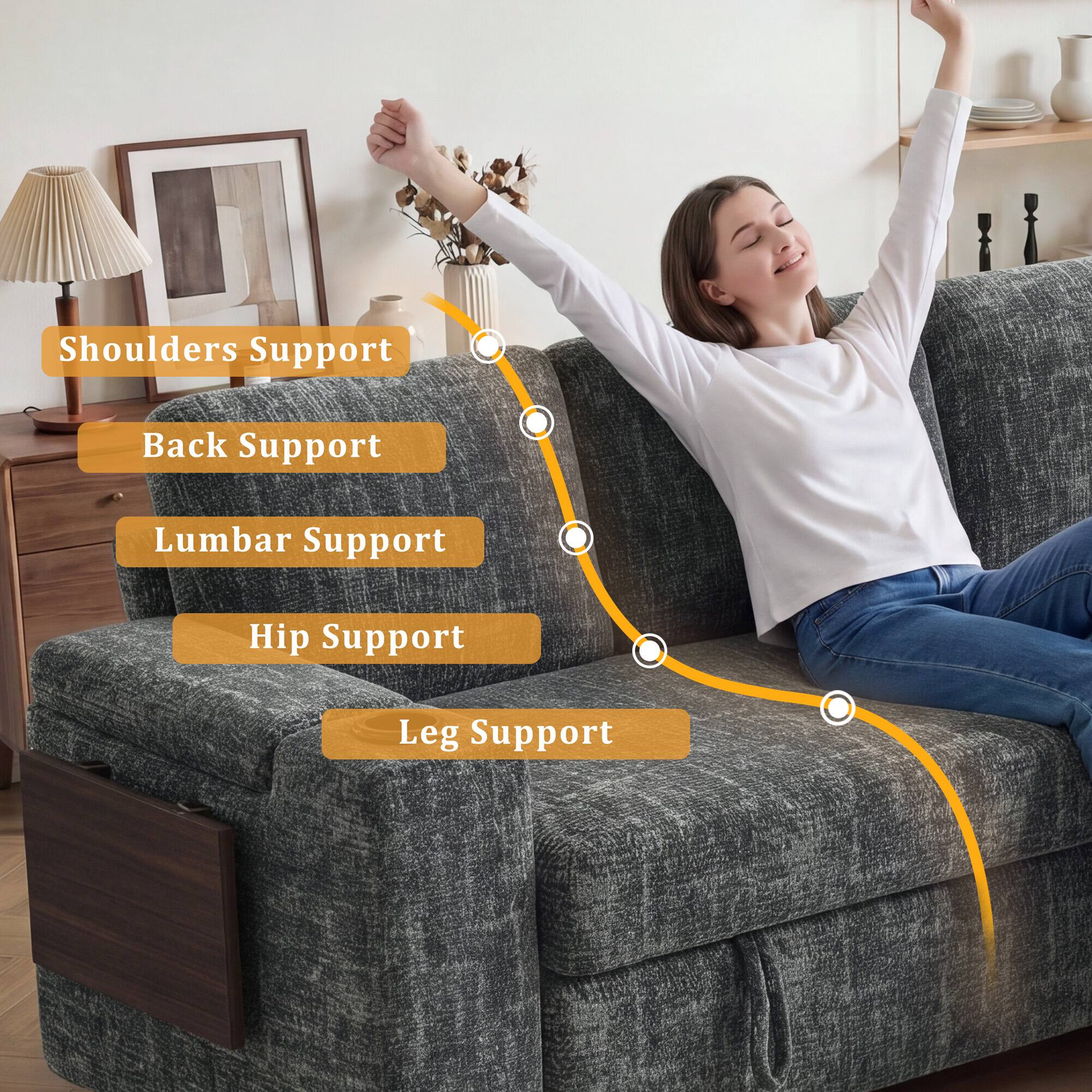Shoulders Support  
Back Support  
Lumbar Support  
Hip Support  
Leg Support
