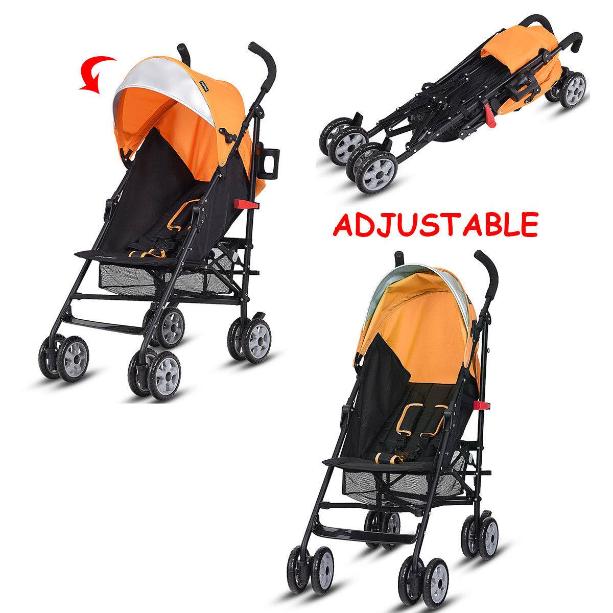 Alt View 3. Costway - Costway Folding Lightweight Baby Toddler Umbrella Travel Stroller with Storage Basket - Orange.