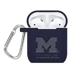Front. Affinity Bands - Michigan Wolverines Debossed Silicone AirPods Case Cover - No Size - Multicolor.