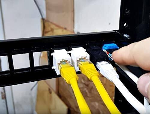 Back. Cables Direct Online - Cat6A RJ45 Keystone Jack, 45° Angled, 8P8C 110 Punch-Down, Gold-Plated Contacts, T568A/B, 10Gbps High-Speed Network - Green.