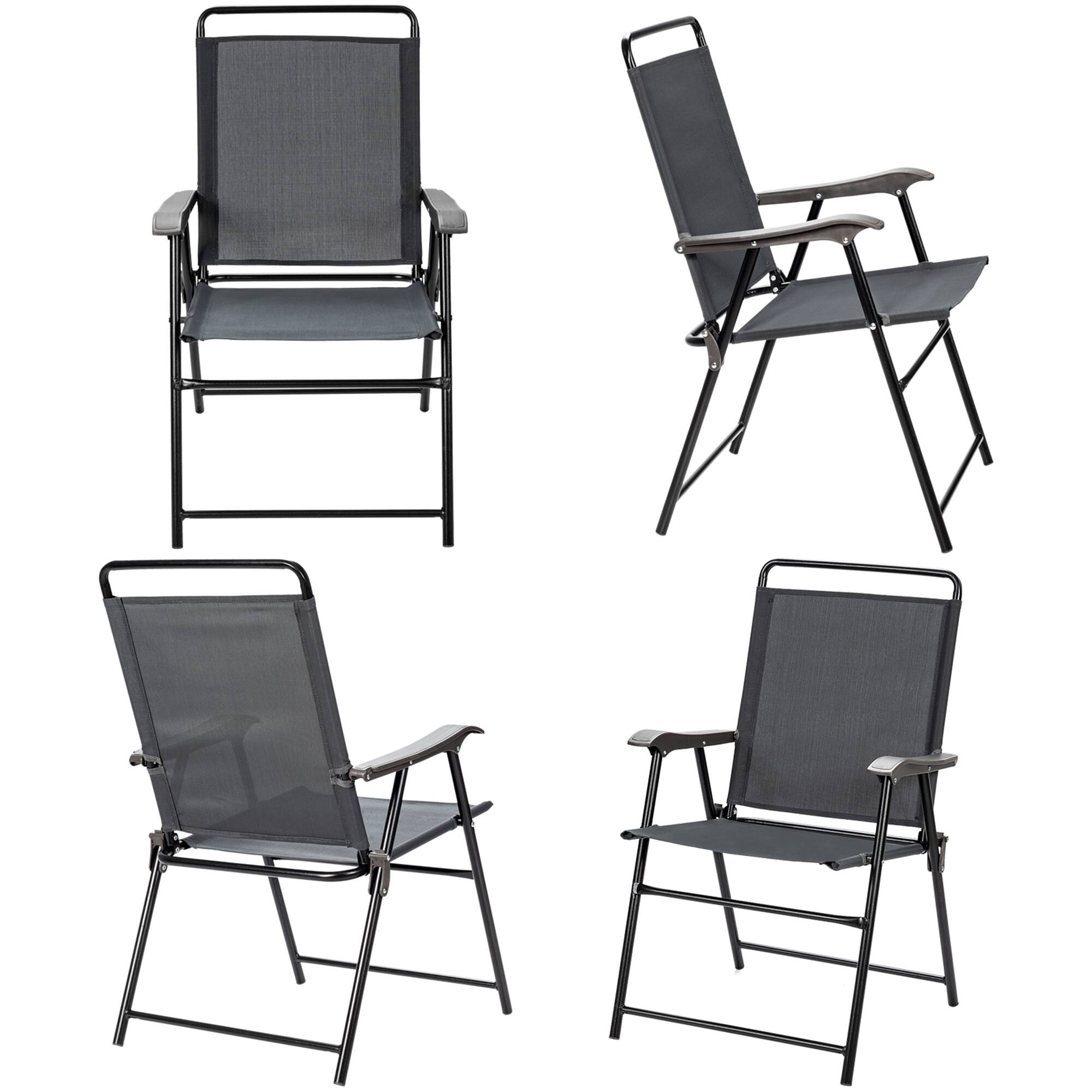 Alt View 4. Gymax - Gymax Set of 4 Folding Patio Chair Portable Sling Chair Yard Garden Outdoor - Grey.