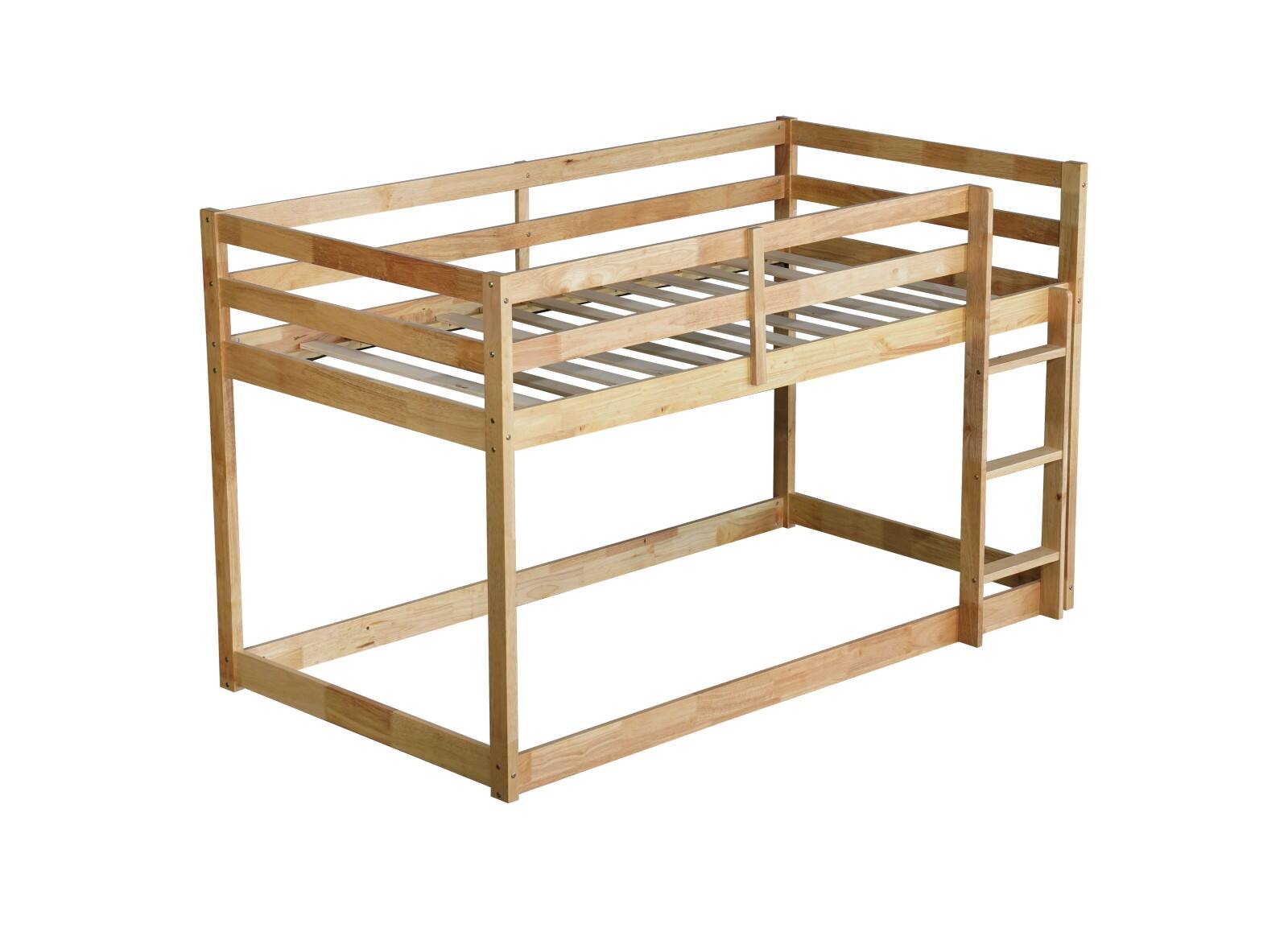 Alt View 9. Ecooso - Solid Wooden, Solid Rubber Wooden Twin over Twin Floor Bunk Bed with Ladder, with Bed Platform of Strengthened Slats - Natural.