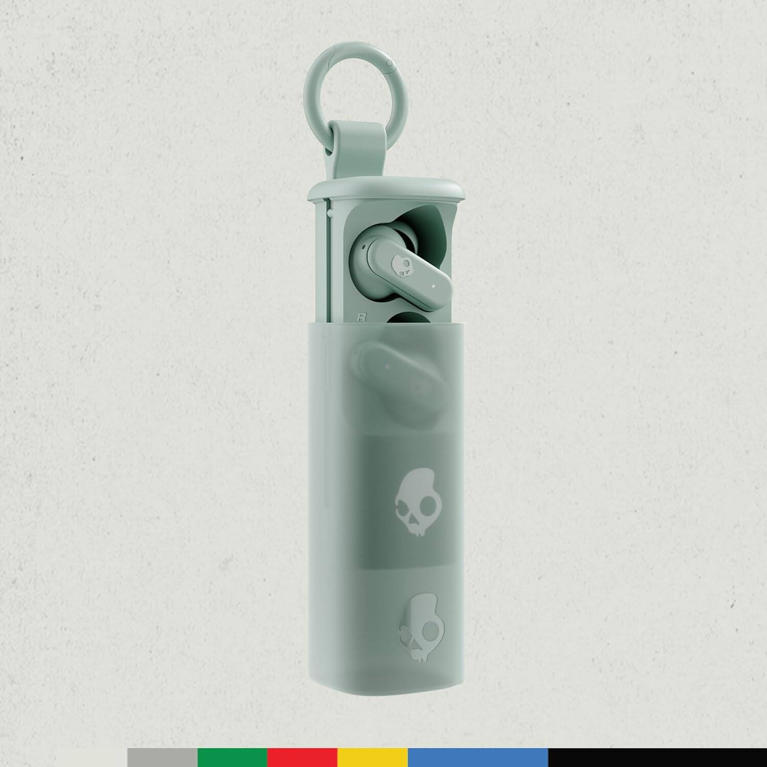 Back. Skullcandy - Dime Evo Wireless Earbuds, Bluetooth Headphones, 36 Hours Battery, Microphone, Easy Carry with Clip-Anywhere Case - Preppy Sage.