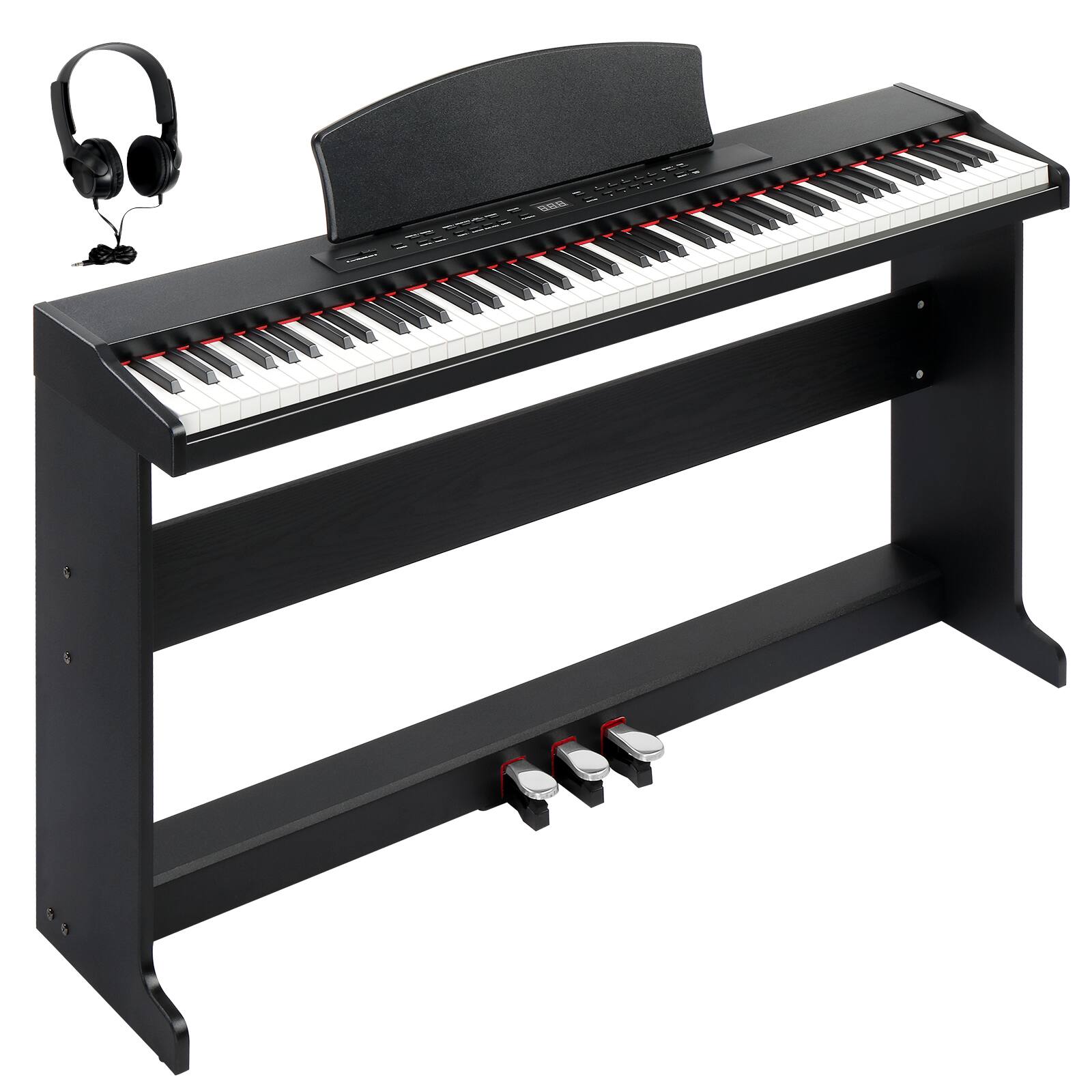 Front. Winado - 88 Key Piano Keyboard Digital Piano with 3 Tone Controls, MIDI & Bluetooth Functionality, Includes Headphones.