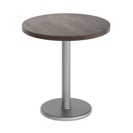 Flash Furniture - Bennett 30" Round Solid Wood Commercial Indoor Tabletop in Dark with 18" Round Dining Height Rust-Resistant Silver - Brown