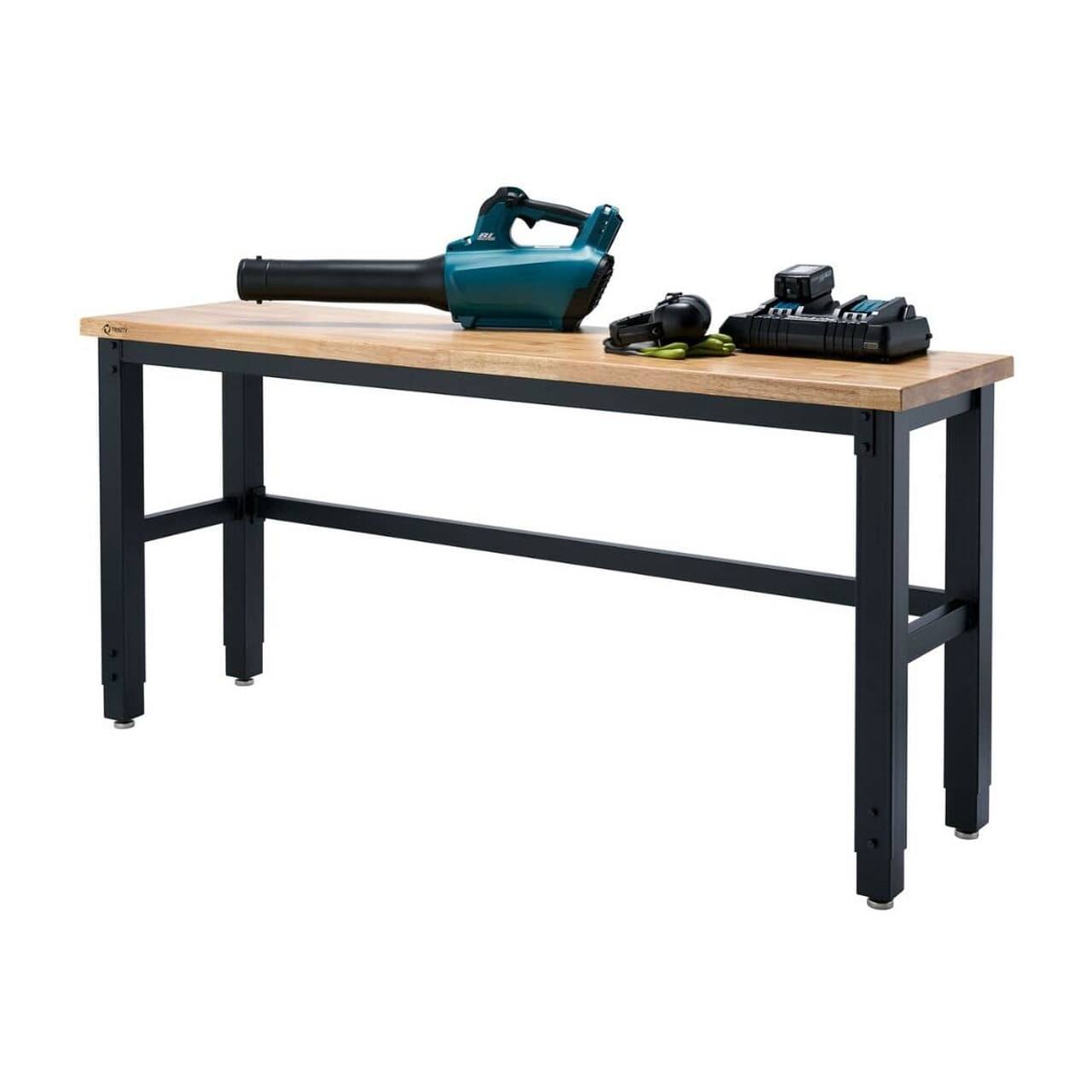 TRINITY - | 72x19 | Wood Top Workbench - Black - Front_Zoom