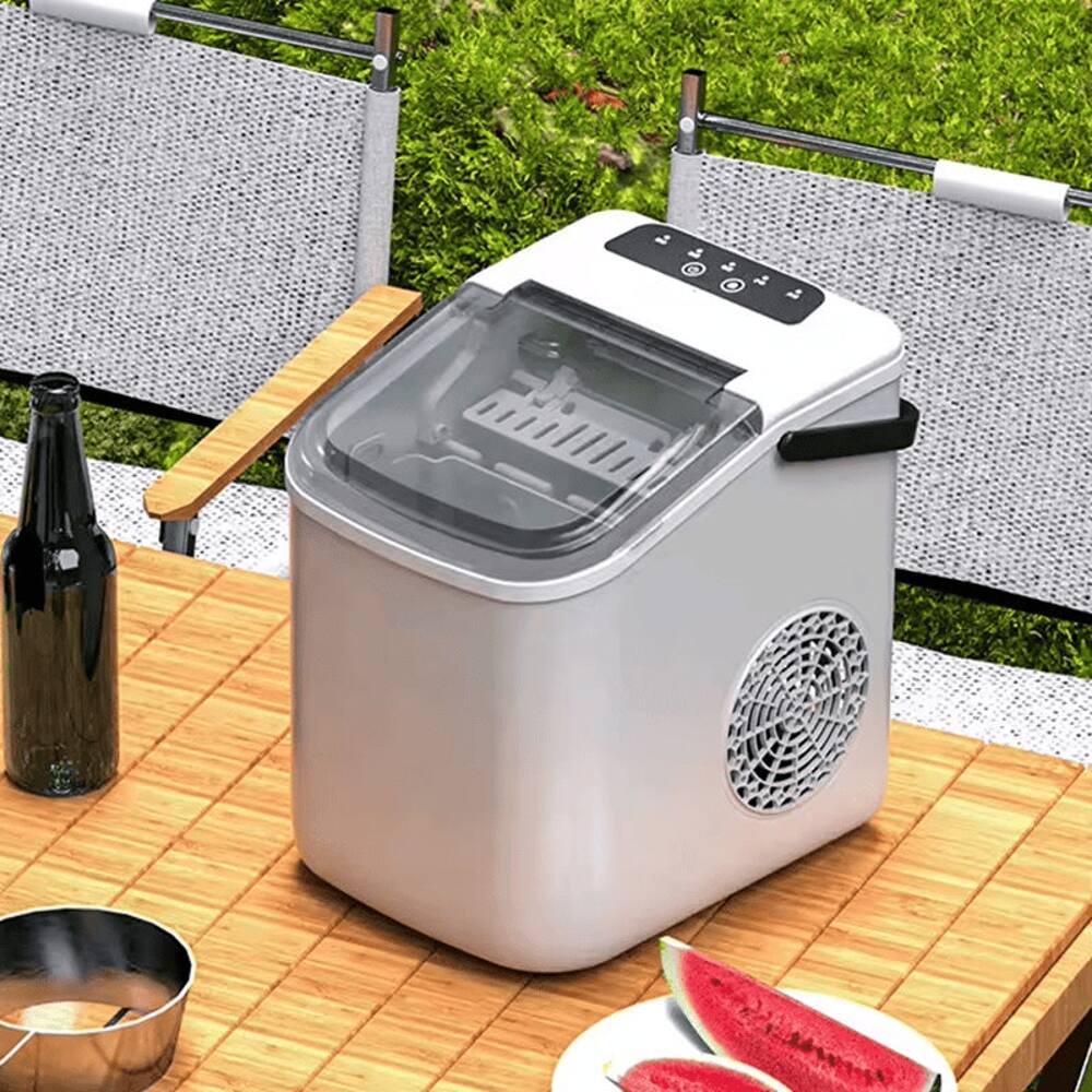 Alt View 3. Loheer - Loheer Portable Ice Maker Countertop 26 lbs Daily Bullet Ice Machine with Self Cleaning for Camping and Home - Beige.
