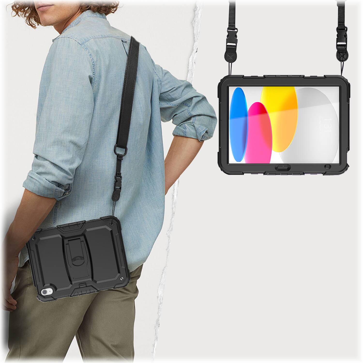 Alt View 15. SaharaCase - Raider Series Heavy Duty Kickstand Case for Apple iPad 11'' (A16) and 10.9" (10th Gen) - Black.