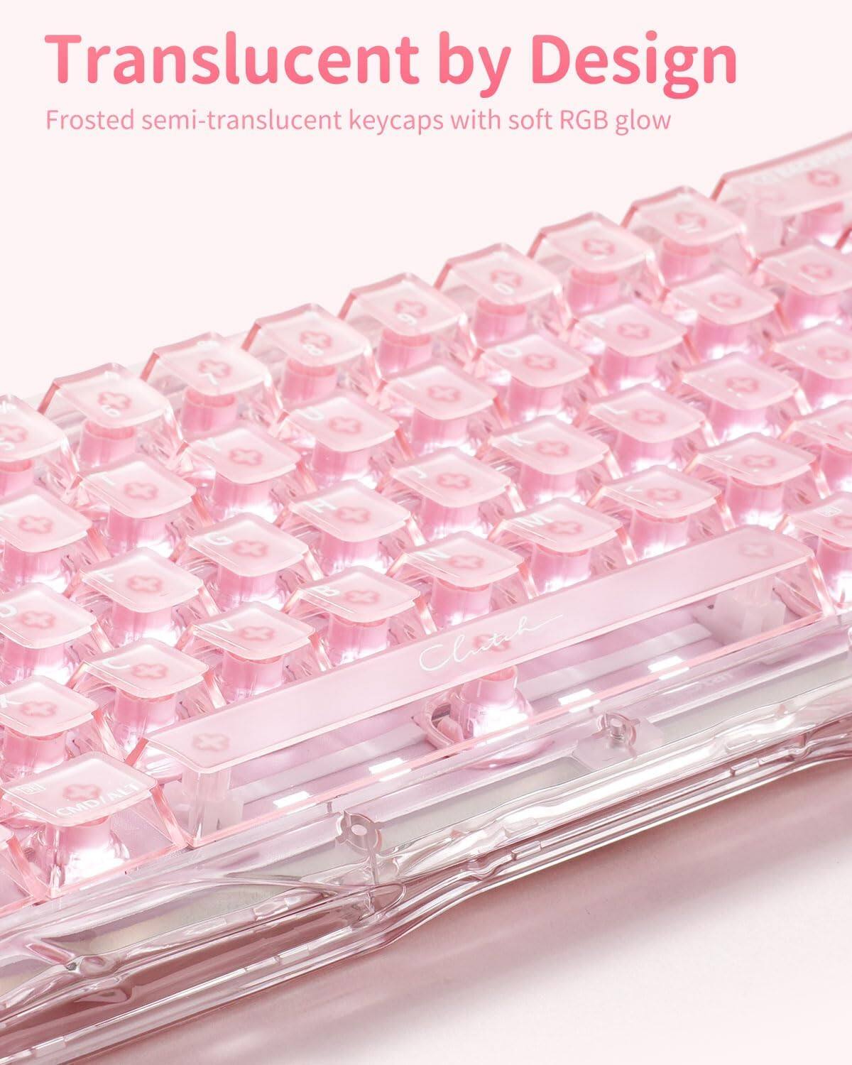 Translucent by Design  
Frosted semi-translucent keycaps with soft RGB glow  
Clonh  
CMD/ALT  
ALT CMD